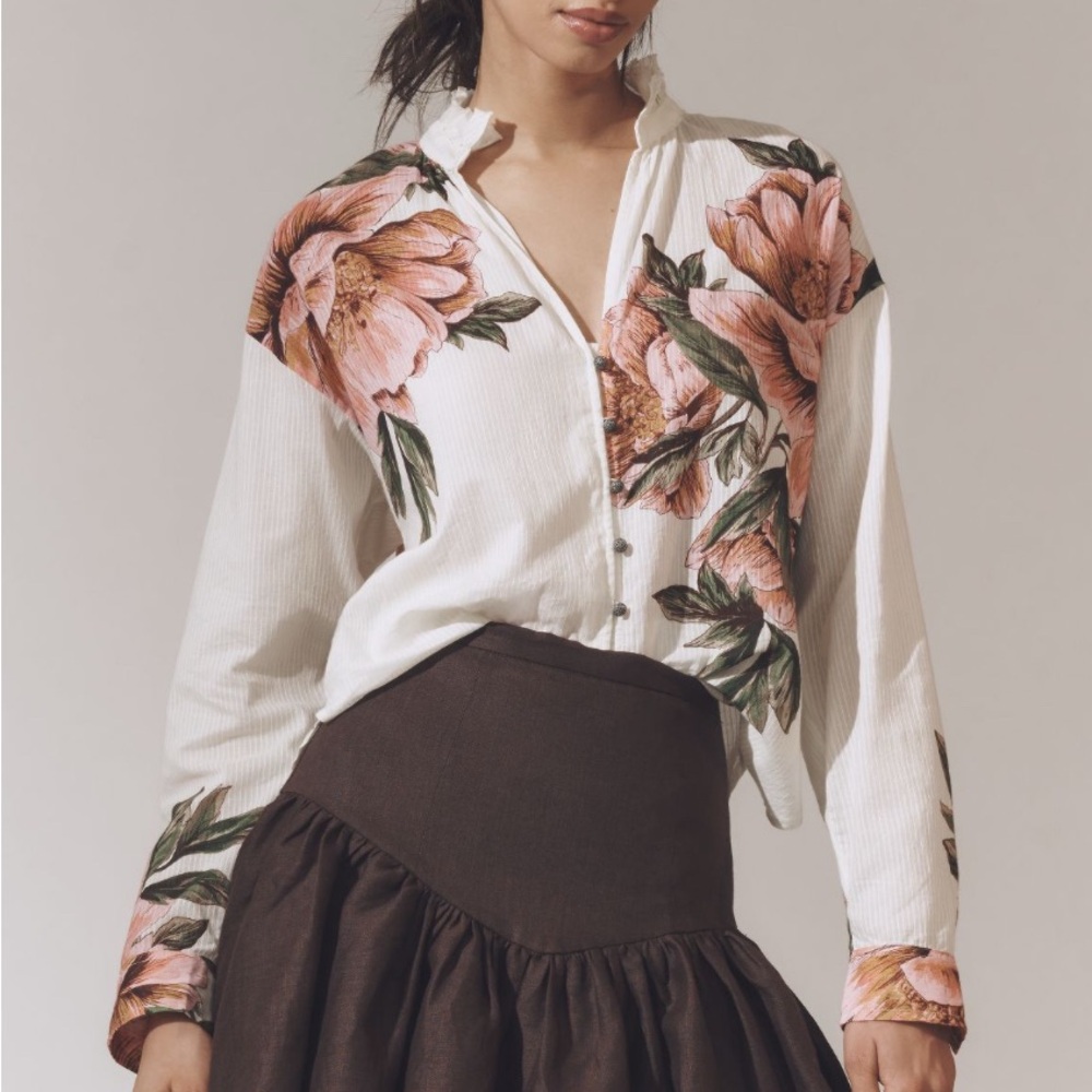 Floral White and Pink Women's Top